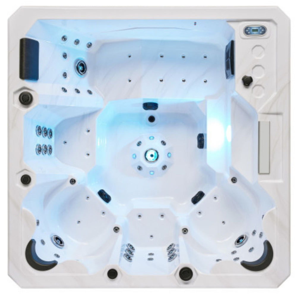 Luxury Galley 5-Person Hot Tub Top-down View With Lighting
