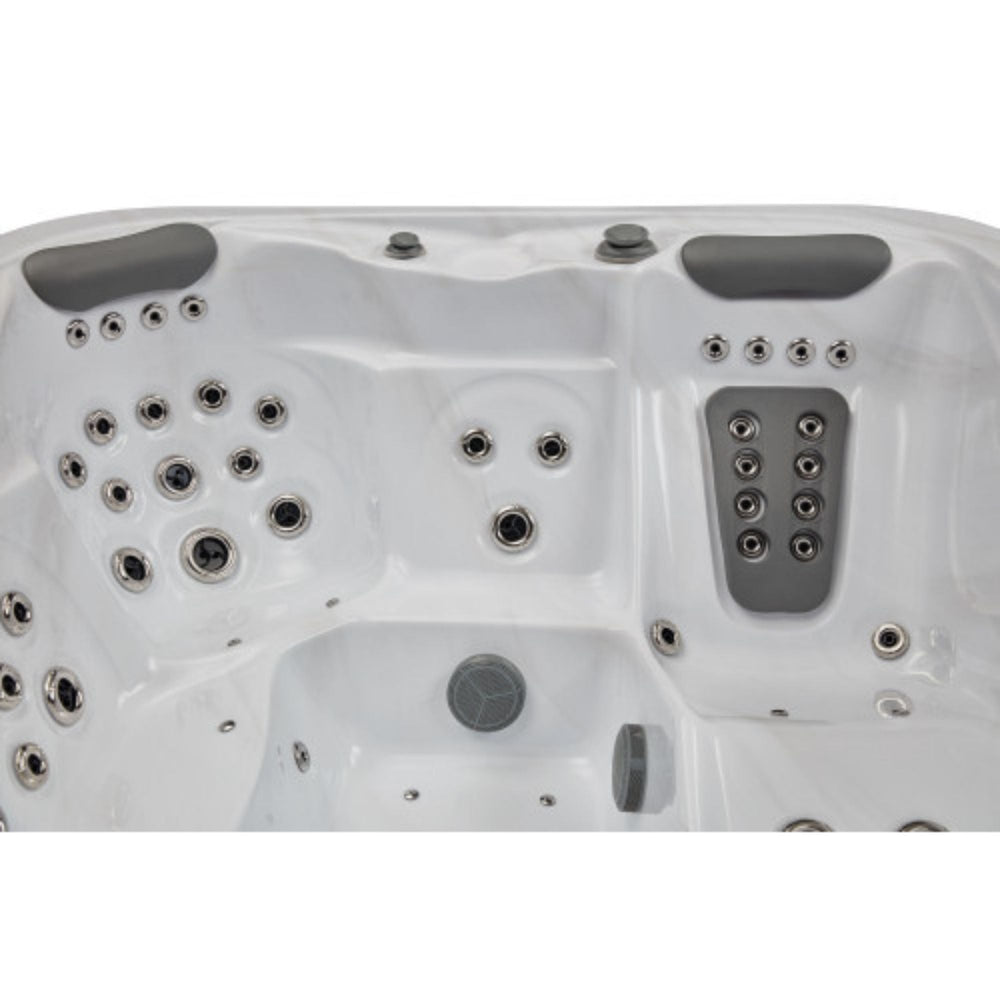 Luxury Spas Danika 5-Person Hot Tub Close Up Pillows and Adjustable Jets