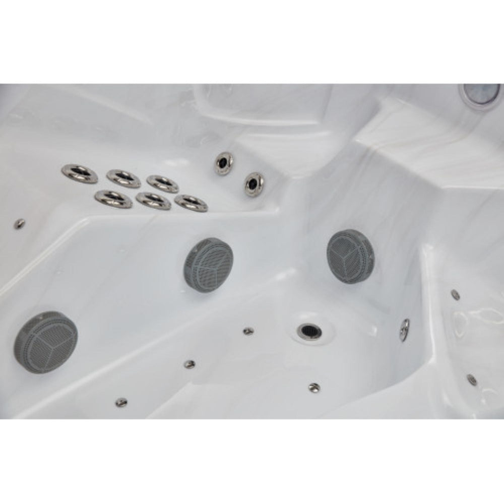 Luxury Spas Danika 5-Person Hot Tub Close Up motor and heater and out through the jets