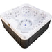 Luxury Spas Denali 7-Person Hot Tub with white interior and brown exterior on a white background
