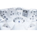 Luxury Spas Denali 7-Person Hot Tub with multiple jets and a control panel on a white background