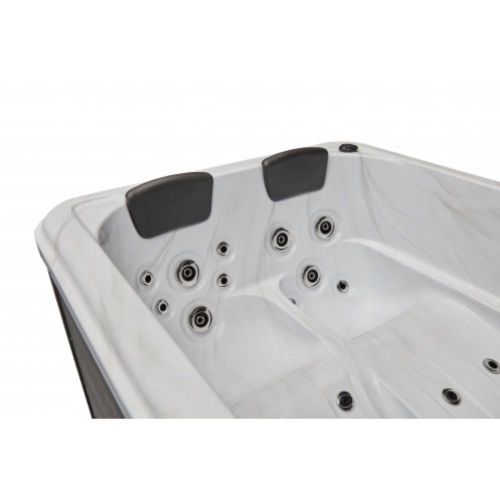 Luxury Spas Riley 3-Person Hot Tub 2 Cushioned Neck Pillows View