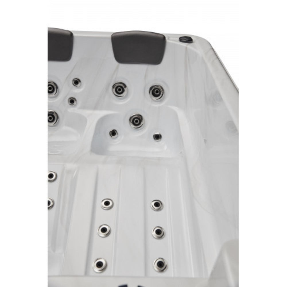 Luxury Spas Riley 3-Person Hot Tub Close Up Jets And Cushioned Neck Pillows View 
