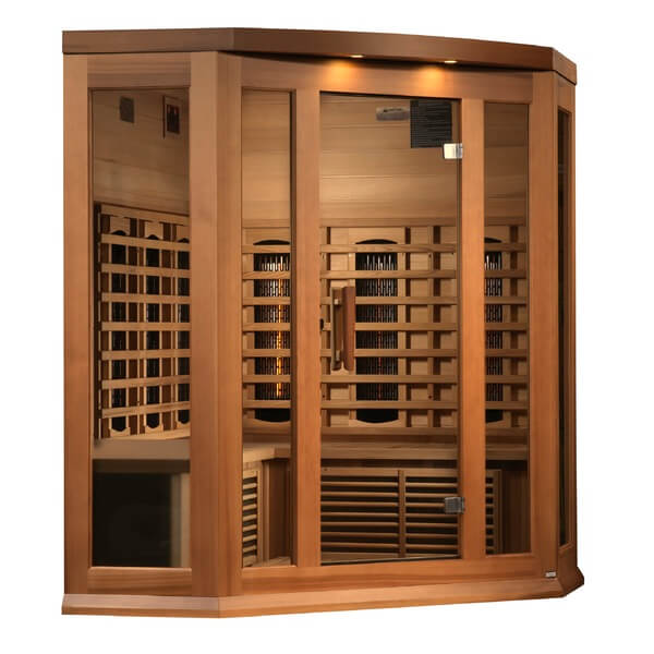 Maxxus 3-Person Corner Full Spectrum Near Zero EMF FAR Infrared Sauna MX-M356-01-FS CED Front Left View
