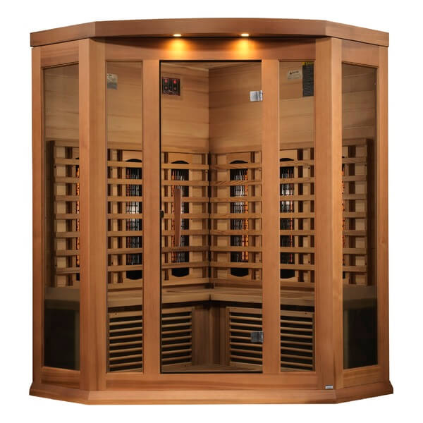 Maxxus 3-Person Corner Full Spectrum Near Zero EMF FAR Infrared Sauna MX-M356-01-FS CED Front View 
