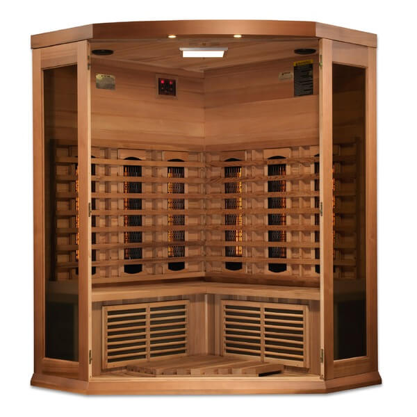 Maxxus 3-Person Corner Full Spectrum Near Zero EMF FAR Infrared Sauna MX-M356-01-FS CED Interior
