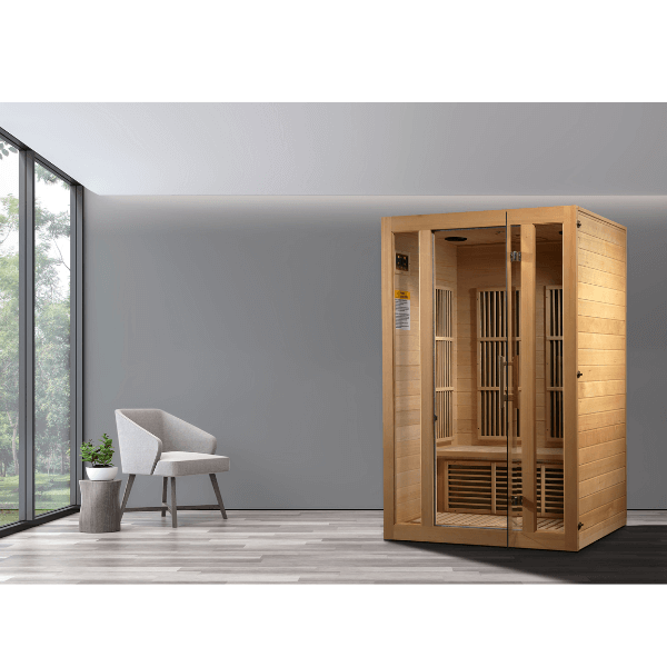 Maxxus Bellevue 2-Person Near Zero EMF  FAR Infrared Sauna MX-J206-01-ZF	Front View Indoor
