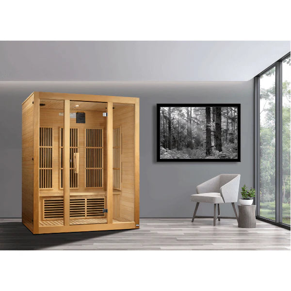 Maxxus Bellevue 3-Person Near Zero EMF  FAR Infrared Sauna MX-J306-01-ZF	Front View Indoor
