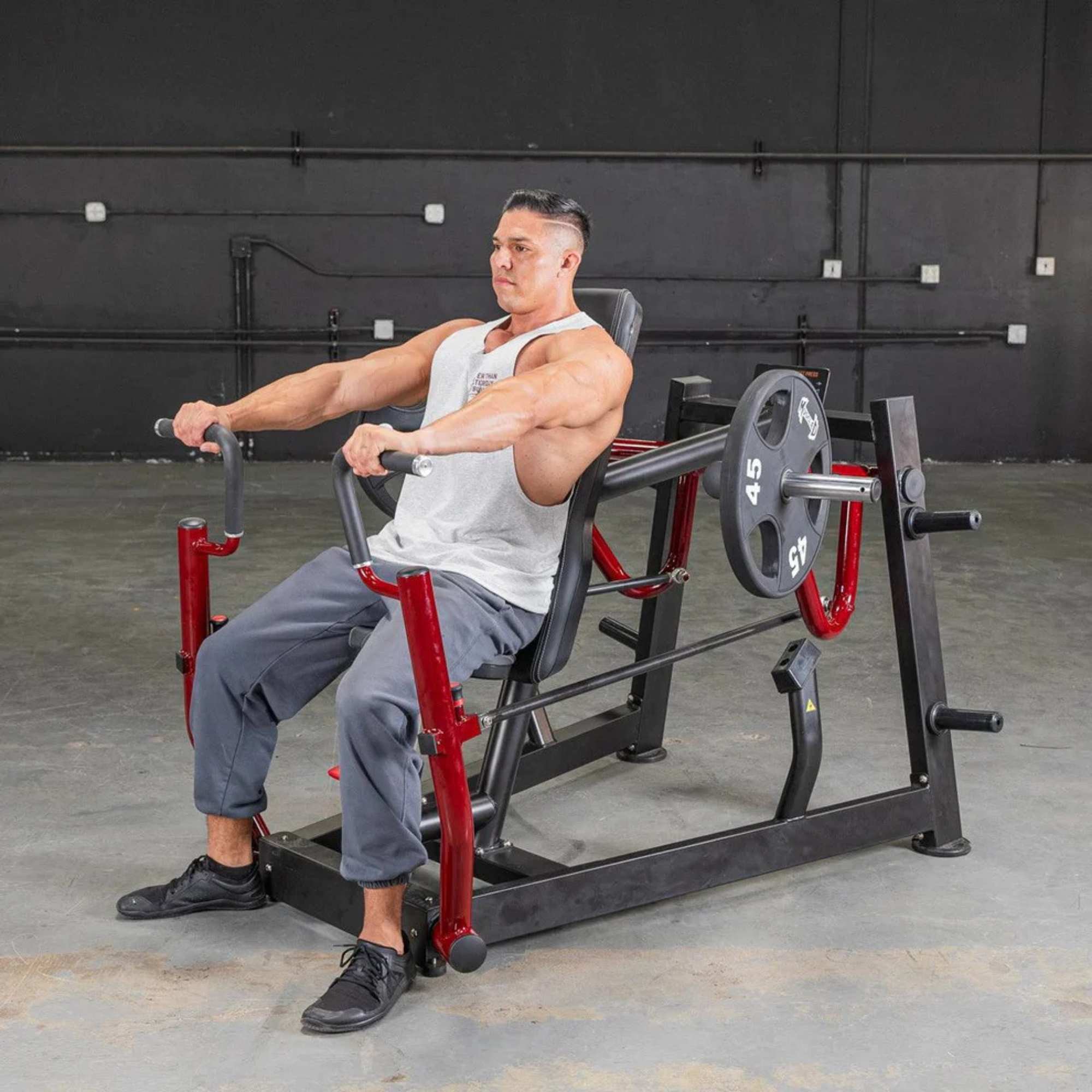 Muscle D Power Leverage V2 Chest Press PL-PV2-CP with weights