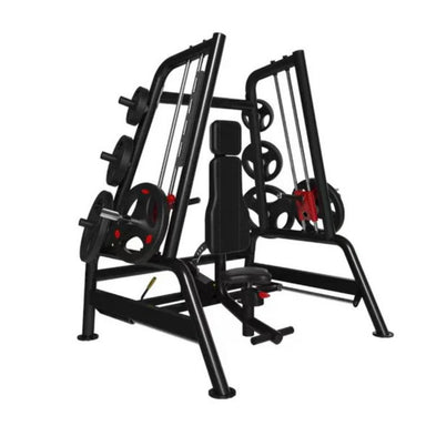 3D rendering of the Muscle D Power Leverage V2 Convergent Bench without a background, showcasing the machine’s design.
