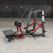 Full side view of the Muscle D Power Leverage V2 Standing Abductor, displaying the seat and weight plates in the rest position.