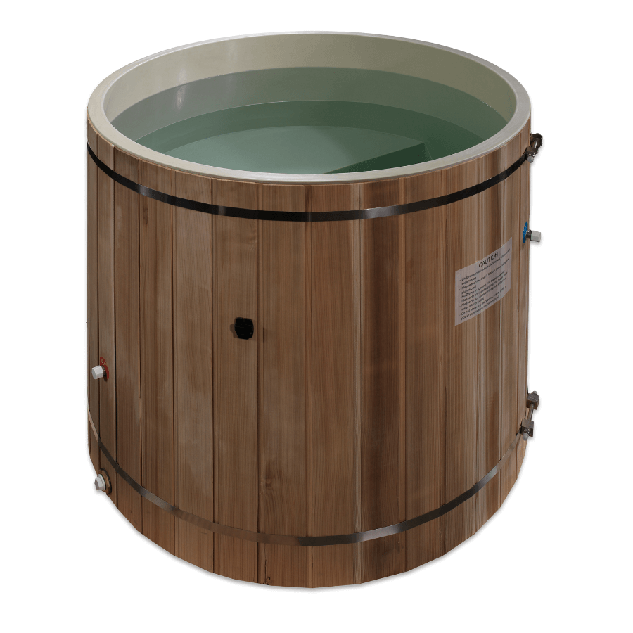 PVC Barrel Cold Plunge Cedar Exterior