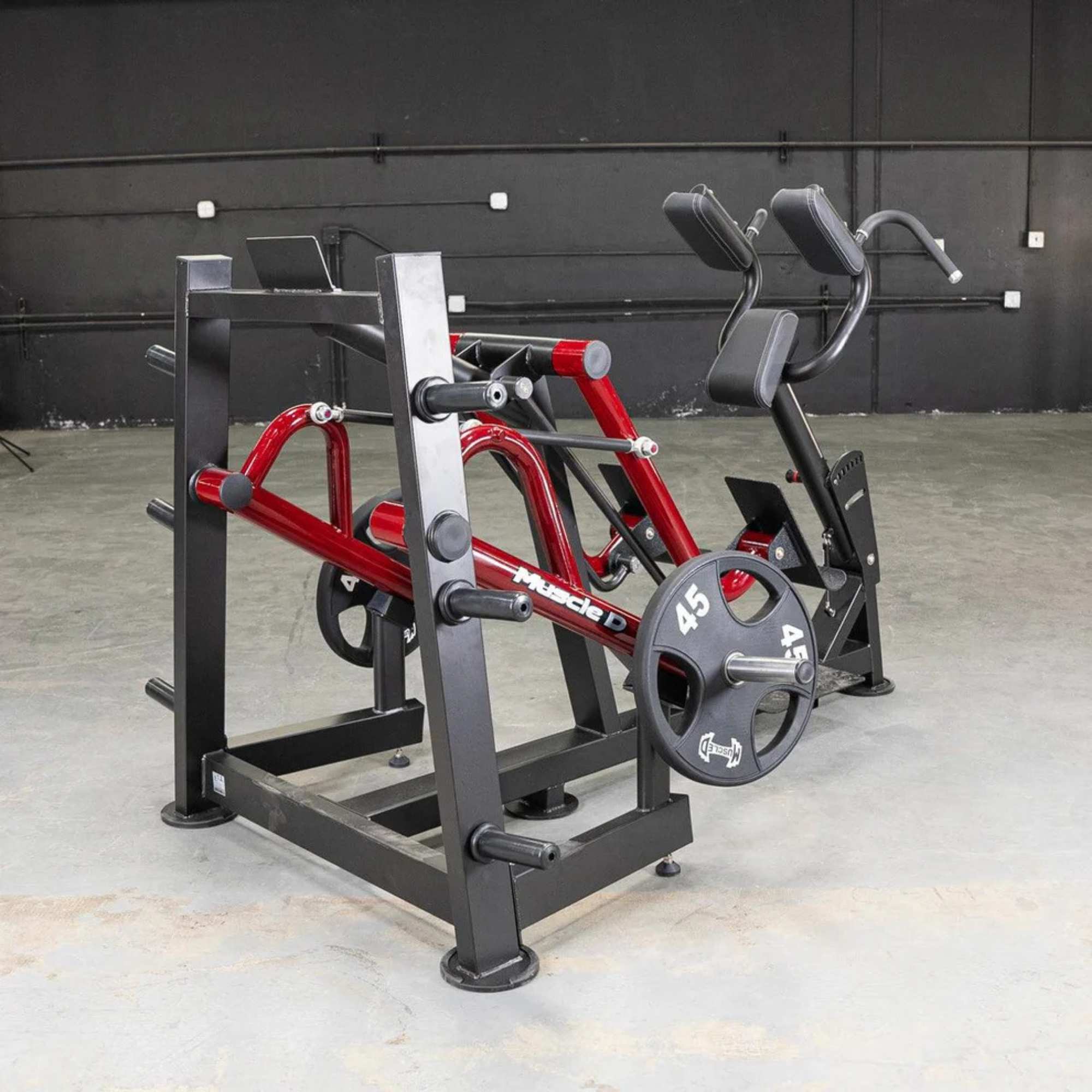 Full side view of the Power Leverage V2 Iso Lateral Sprint Trainer, displaying the seat and weight plates in the rest position.