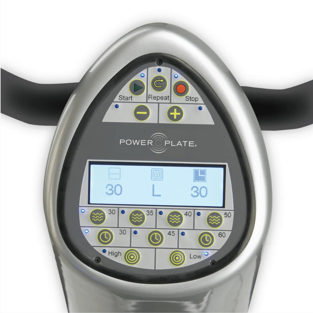 Power Plate pro5 exercise dashboard and settings.
