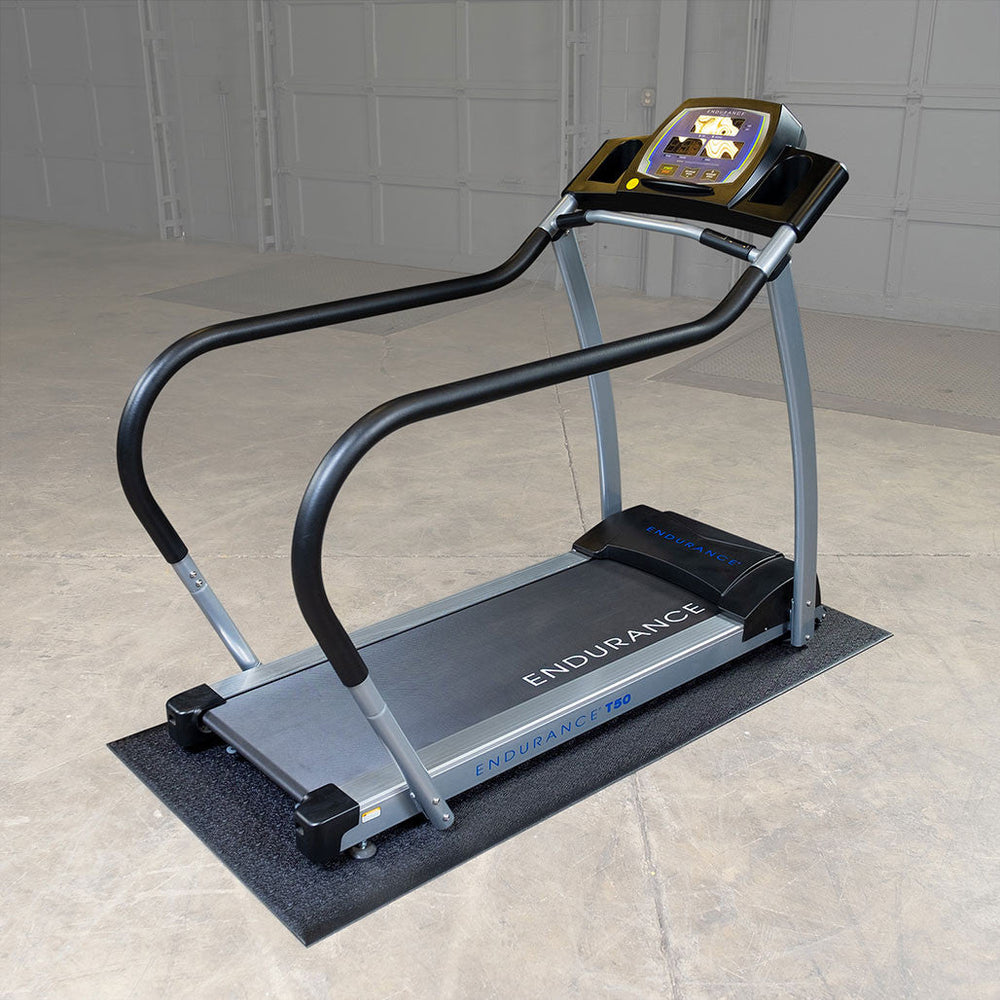 Body-Solid Endurance Treadmill on a Body-Solid Vinyl Treadmill Mat RF36T
