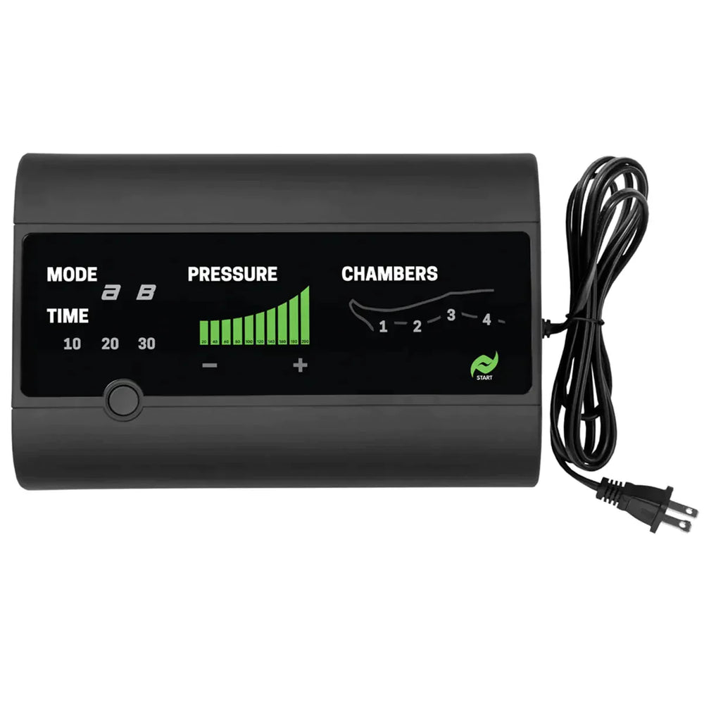 Rapid Reboot Black electronic device with digital display and control buttons on a white background