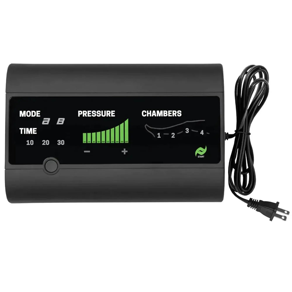 Rapid Reboot Black electronic device with digital display and control buttons on a white background