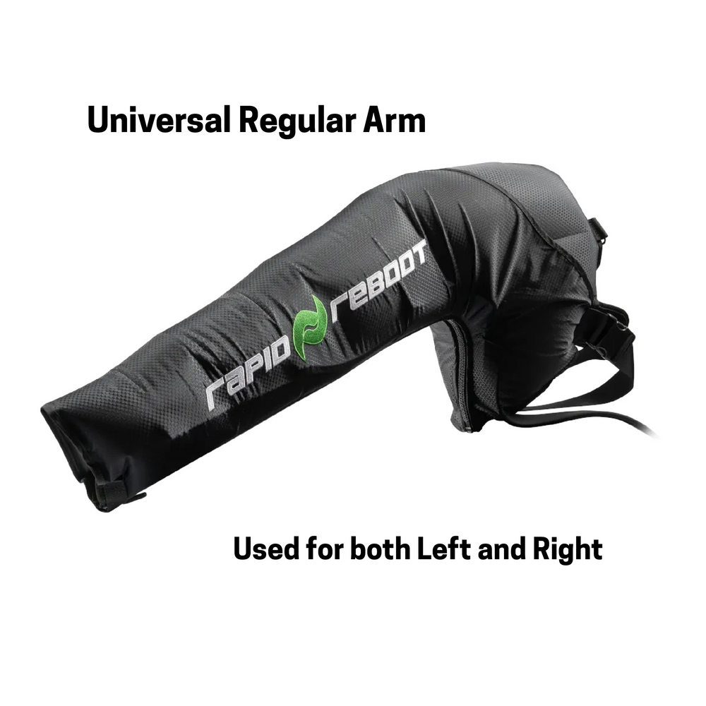 Black arm cast with Rapid Reboot branding on a white background