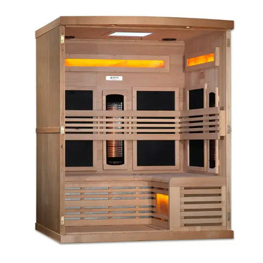 Reserve Edition-3-Person Full Spectrum PureTech™ Near Zero EMF FAR Infrared Sauna Canadian Hemlock GDI-8230-01 Interior view