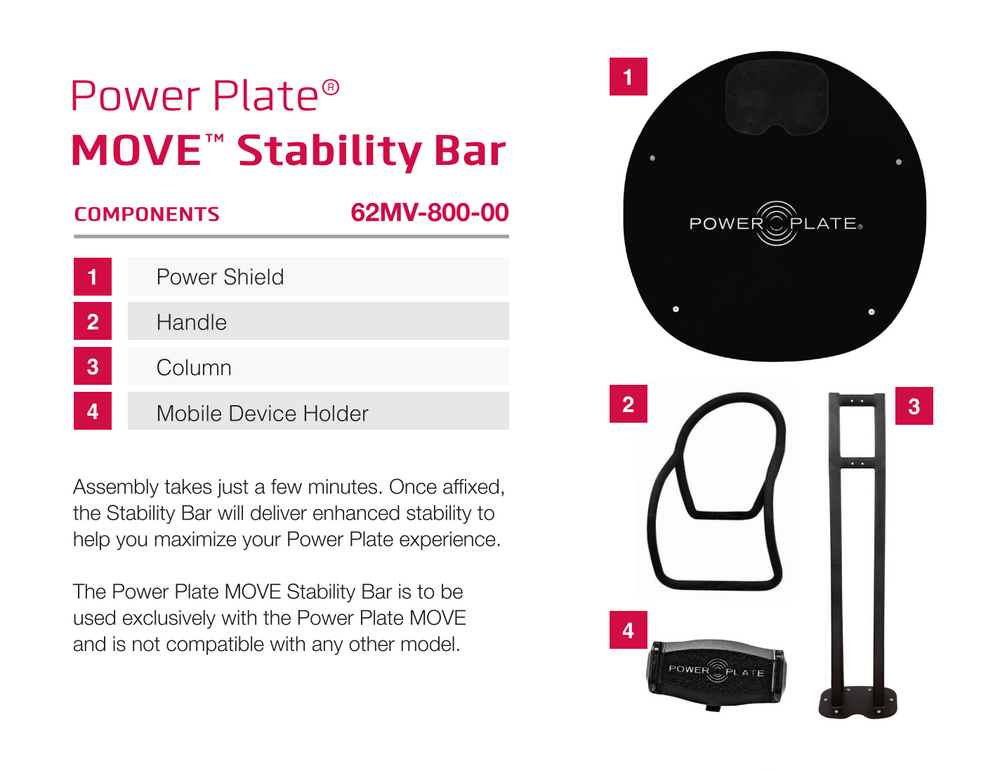 Power Plate Move Stability Bar compents with phone holder