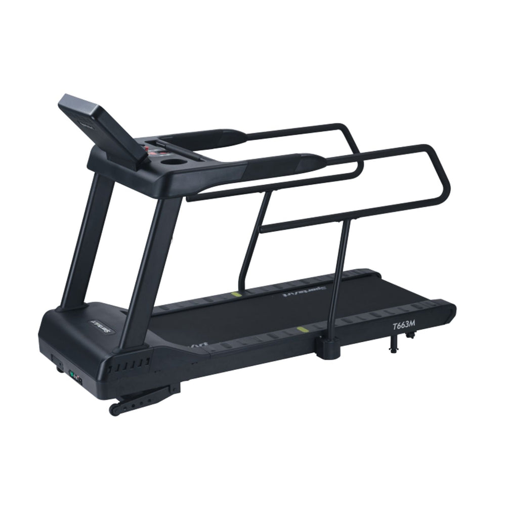 SportsArt T663M medical bi-directional treadmill with full-length rehabilitation handrails and reverse walking capability