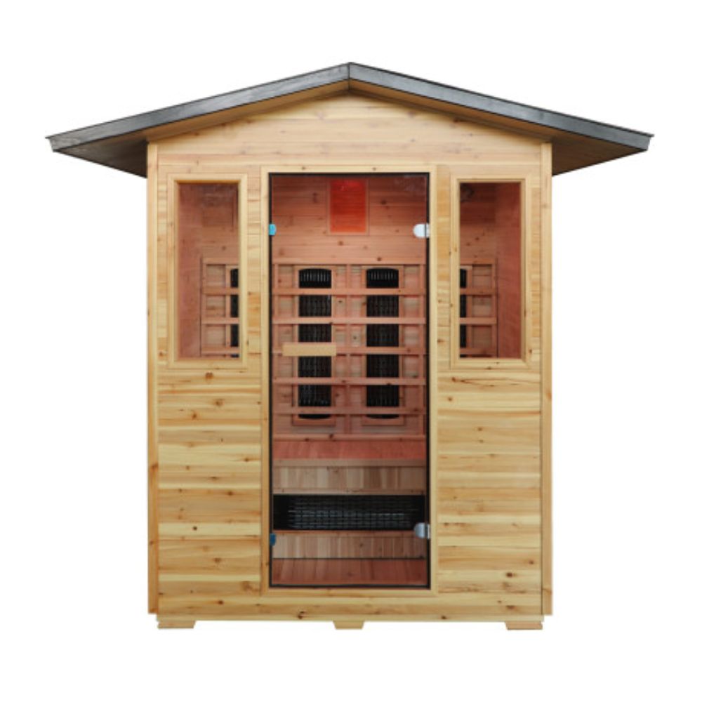 Wooden SunRay Grandby 300D3 with glass doors on a white background
