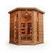 SunRay Bristol Bay 4-Person Corner Infrared Sauna HL400KC with Carbon Nano Heaters HL400KC with glass door on a white background