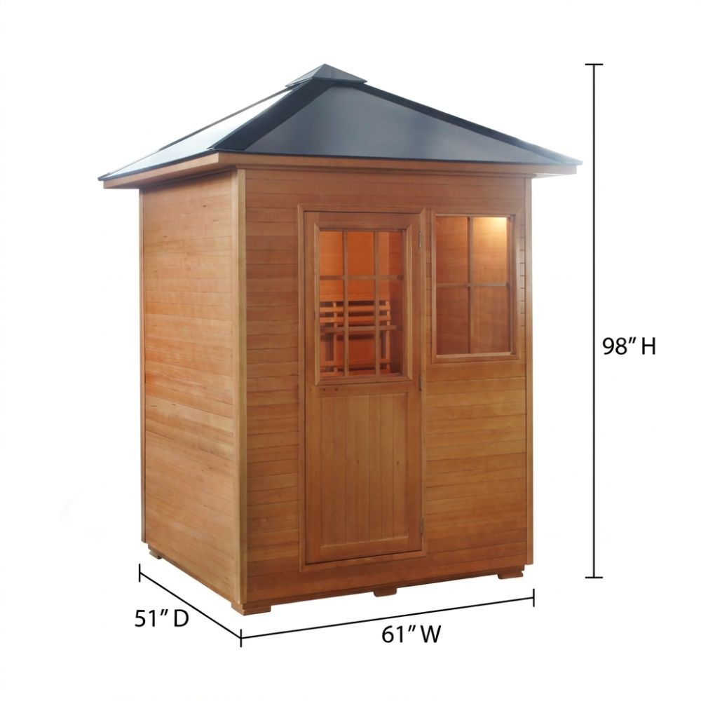 Sunray Freeport 3 Person Outdoor Tradtional Sauna Dimensions on a white background