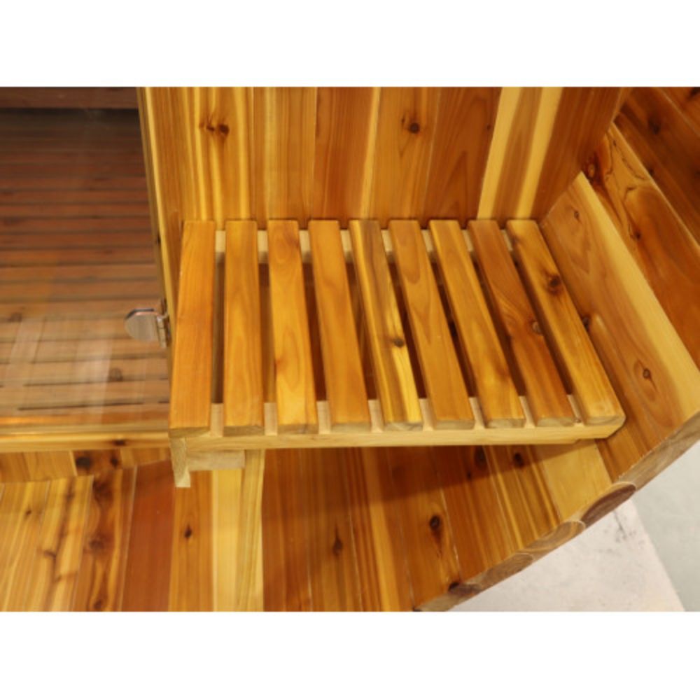 SunRay Oasis Barrel Sauna with canopy bench 