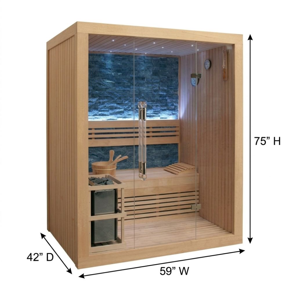 SunRay Rockledge 2- Person traditional sauna  200LX dimensions