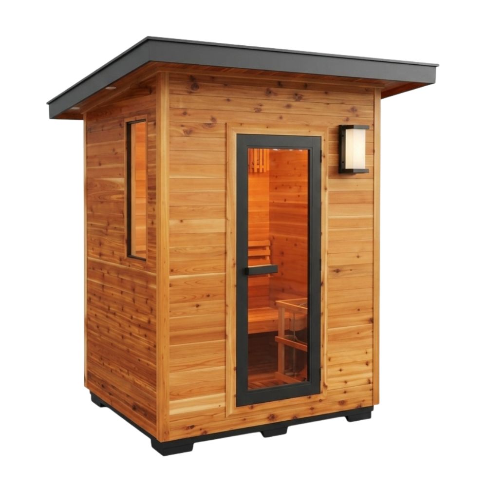 SunRay Seneca 3-Person Contemporary Outdoor Traditional Sauna with 6kW Harvia Heater