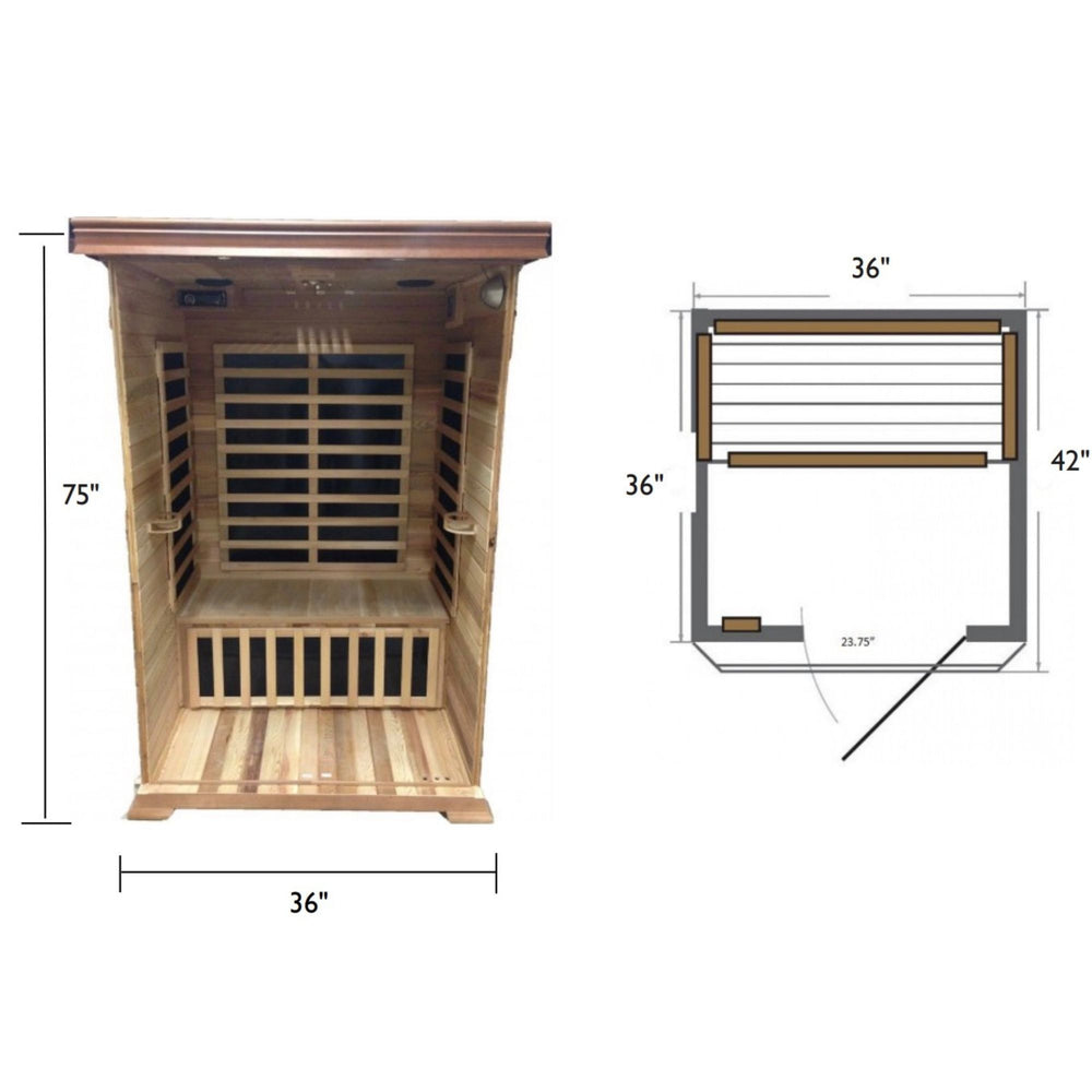 SunRay 1-2 Person Sedona Sauna HL100K dimensions