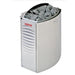 Harvia sauna heater with rocks inside on a white background
