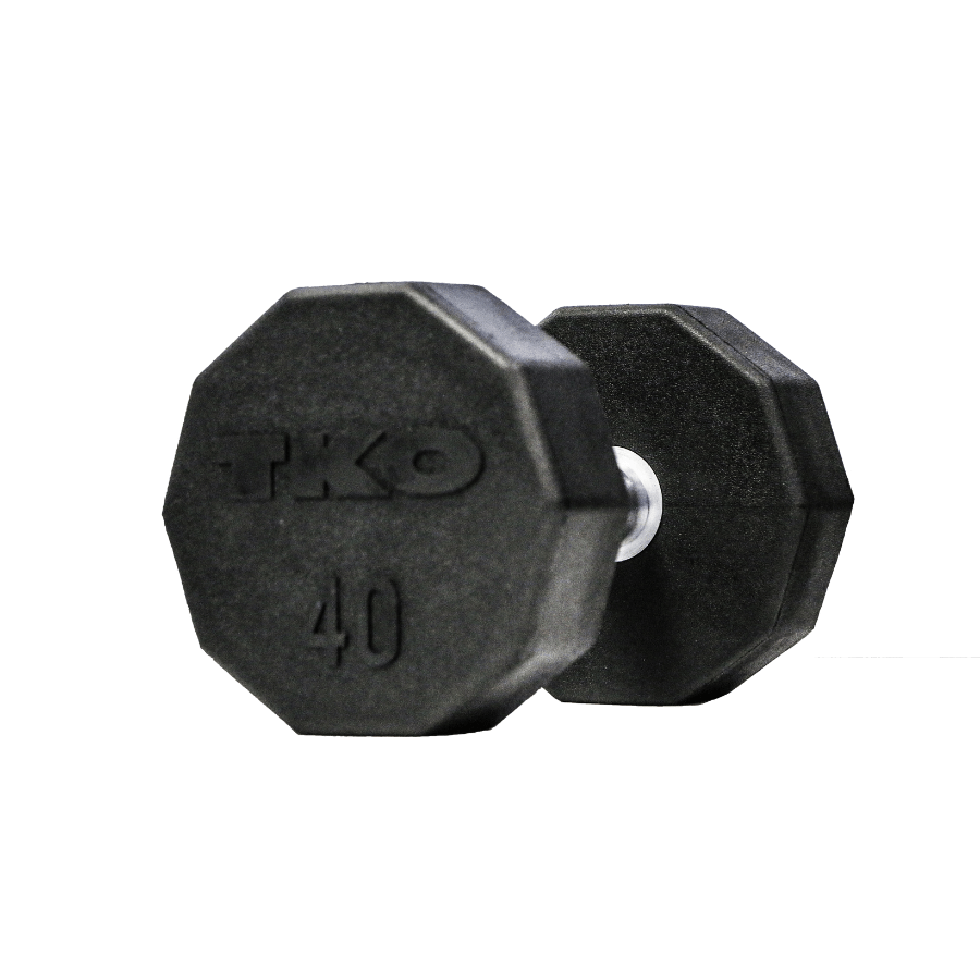 TKO 110, 120,130, 140, & 150 lb Ten Sided Pro Rubber Dummbell Set 829TR-I5 40 LBS