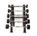 TKO 20-110lb rubber Straight barbells w/ 10 set barbell rack 