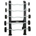 Set of tko EZ Curl barbells 807TR on a tko rack 845BBR-BK with TKO branding on a white background