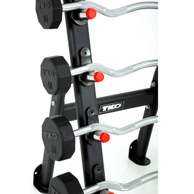 TKO 20-60lb rubber Curl barbells 5 set barbell rack stainless steel holders