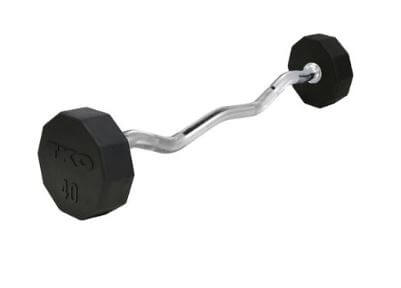 TKO 20-60lb rubber Curl barbells with 5 set barbell rack single barbell