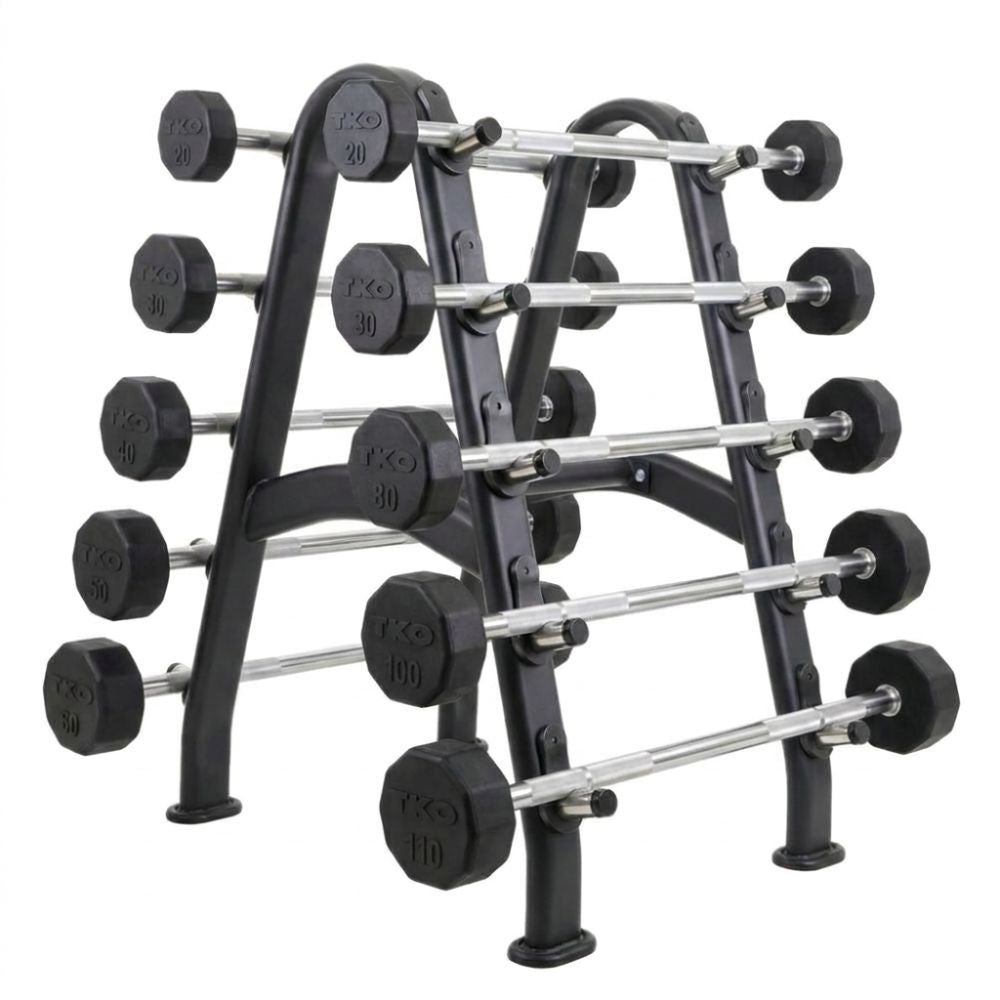 TKO Fixed Straight Barbell Set with Rack