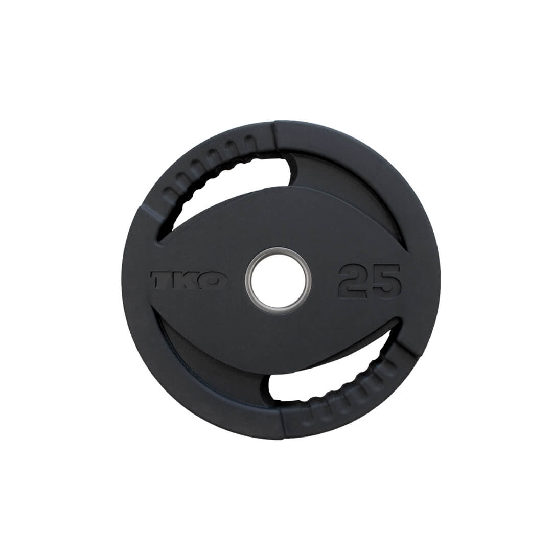 TKO 255Lb Rubber Oly plate set w/ 843OPT-BK plate tree 25lb rubber grip plate