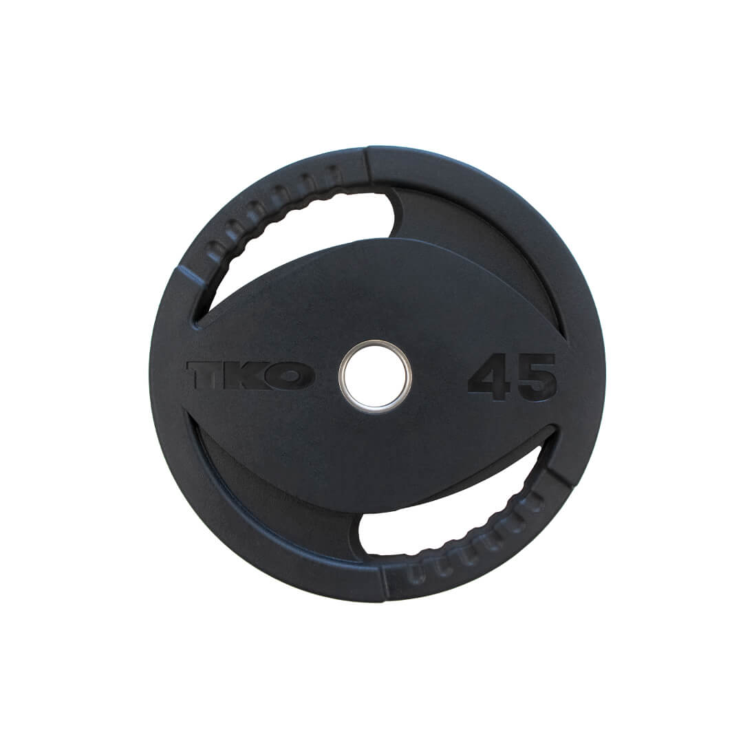 TKO 255lb Rubber Oly Plate Set w/ 843OPT-Bk Plate Tree S843-OR255 45 LBS