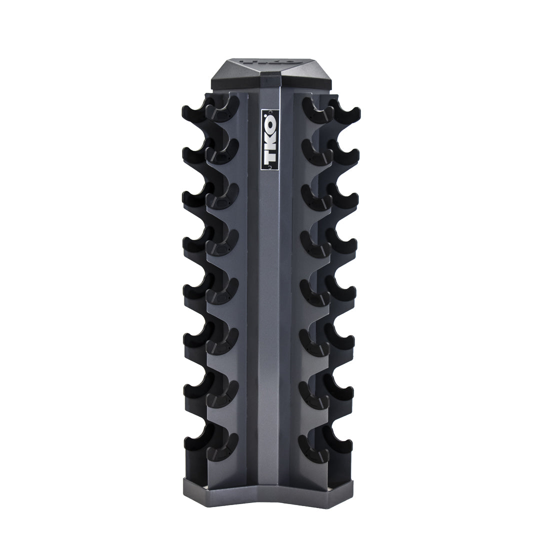 TKO 3-25lb Rubber Hex DB,Contour w/ 8pr rack Front