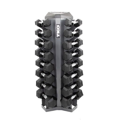 TKO 3-25lb Rubber Hex DB,Contour w/ 8pr rack S826-RXL8