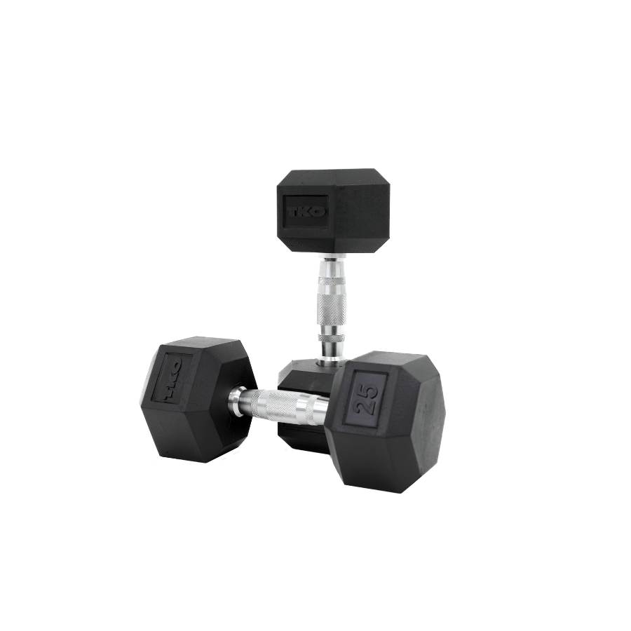 TKO 3-25lb Rubber Hex Dumbbell