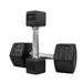 TKO 3-25lb Rubber Hex Tri-Grip Handle Dumbbells W/ 8pr Rack S826-TXRL 10 LBS