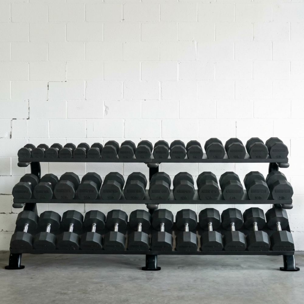 TKO Ten-Sided Pro Rubber Dumbbell Set 829T