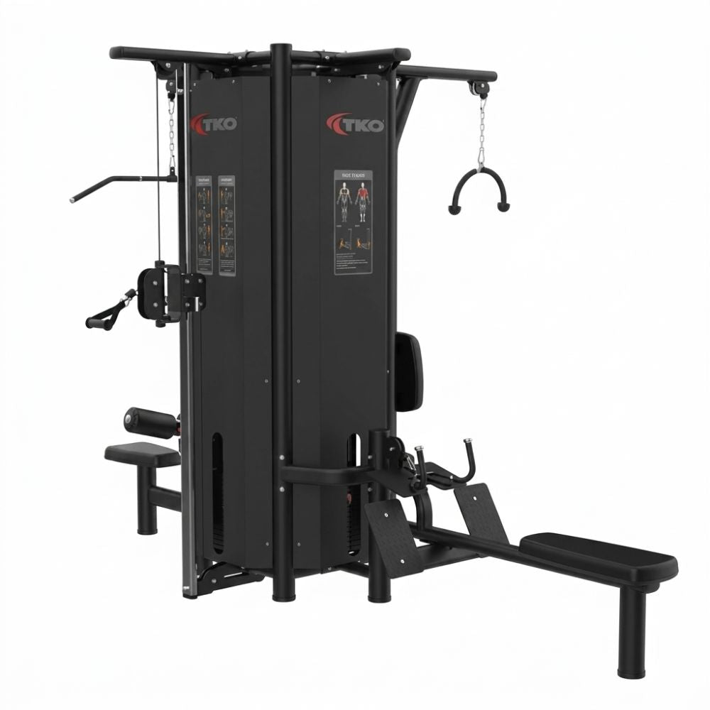 Black TKO 4-Stack Cable Machine 7031-B on a white background