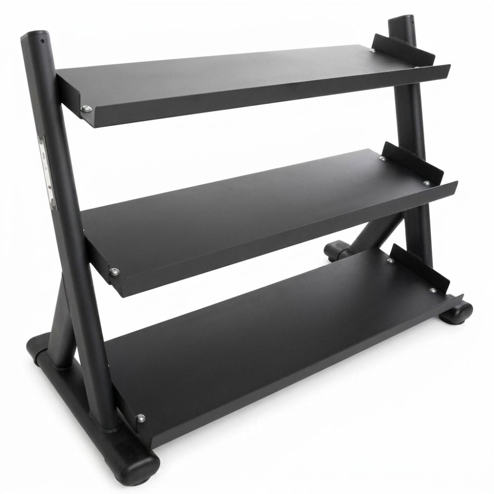 TKO 5-50 lb Dumbbell Sets with 3-Tier Shelf Rack 6235-B