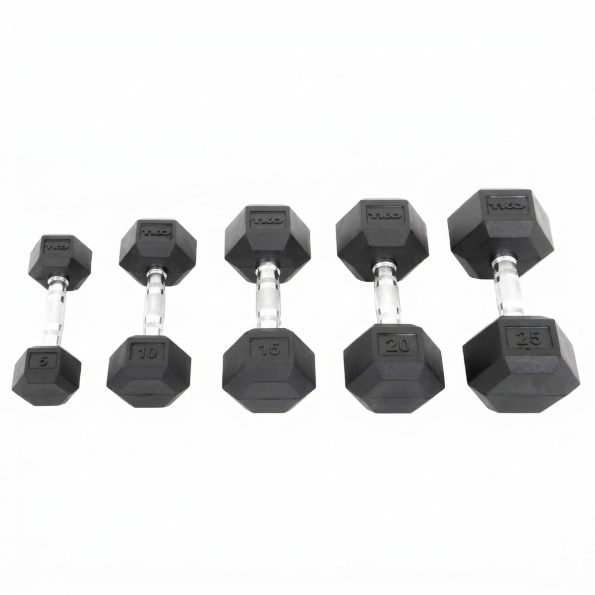 TKO 5-50 lb Rubber Hex DB Set, Contour 804RX-A10