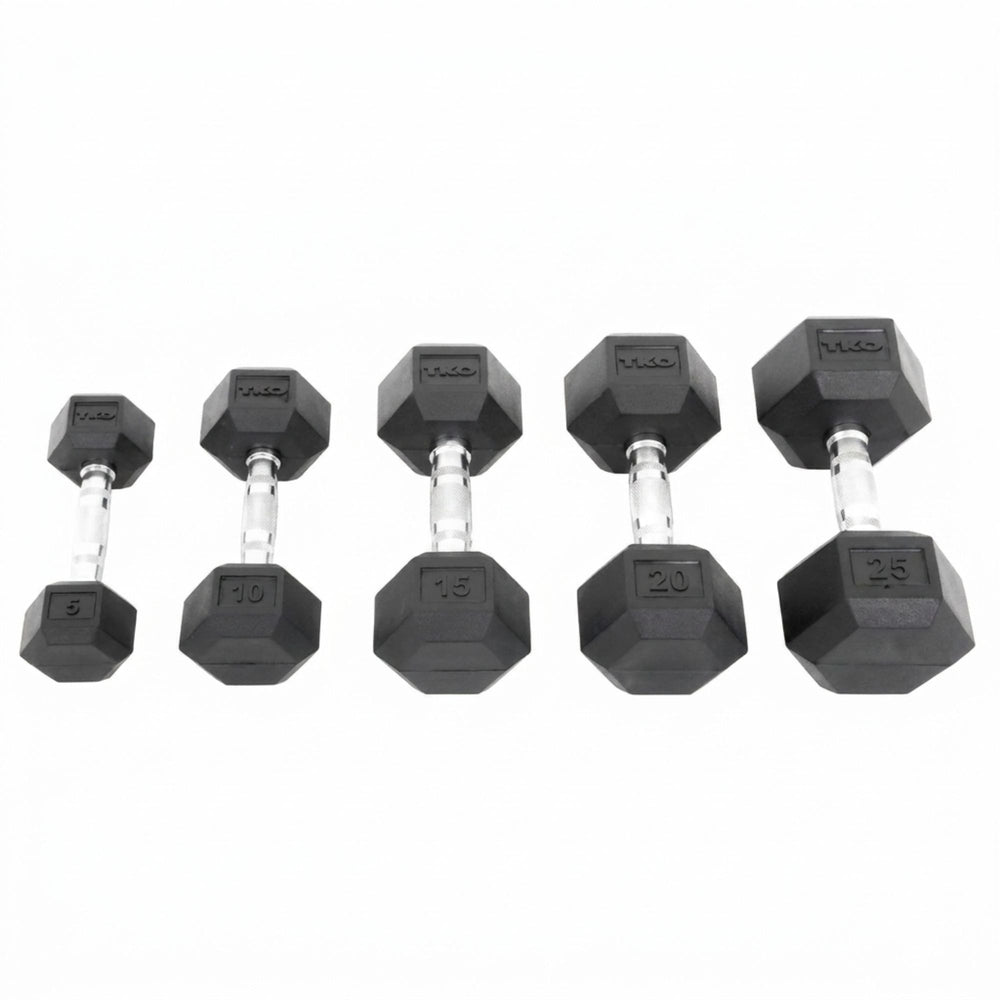 TKO 5-50 lb Rubber Hex DB Set, Contour 804RX-A10